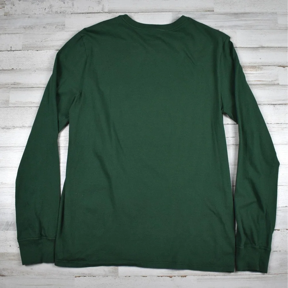 Nike Long Sleeve T Shirt Mens Medium Green Block Logo Graphic Athletic Gorpcore